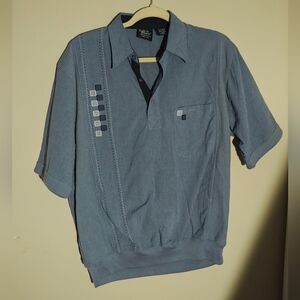 Vintage John Blair Elastic Waist Polo Shirt Blue SS Embroidered Men’s Size M